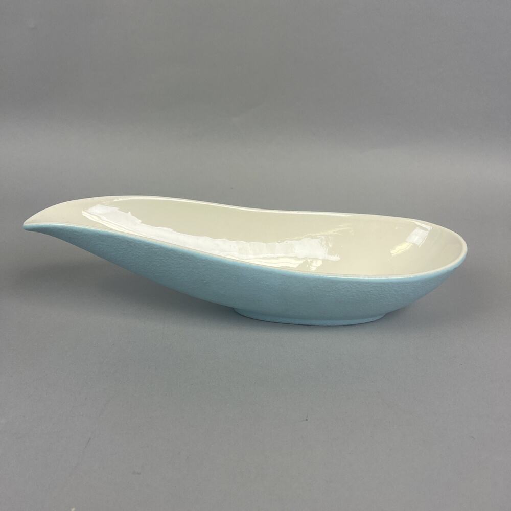 Hull Pottery 13” Gravy Boat Serving Piece Mid-Century Modern Light Blue Ceramic